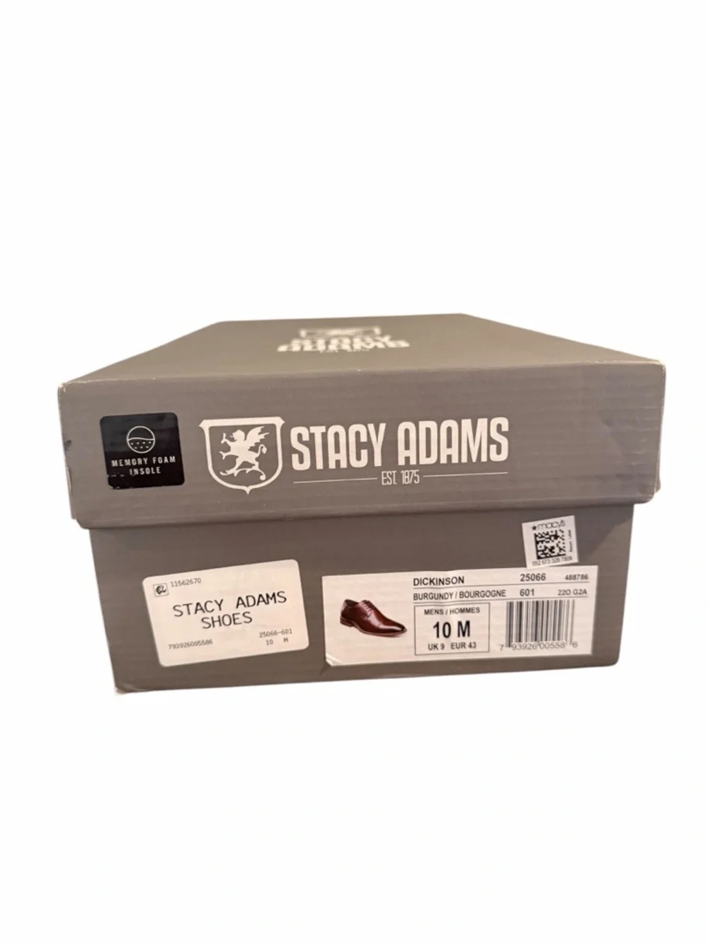 Stacy Adams Dickinson Burgundy Leather Cap Toe Oxford Dress Shoes Mens 10